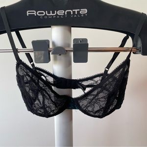 Kiki De Montparnasse lace underwire bra with teal silk at sides